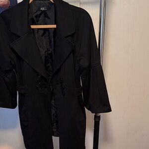 AGB Black Double-Breasted Long Blazer Jacket